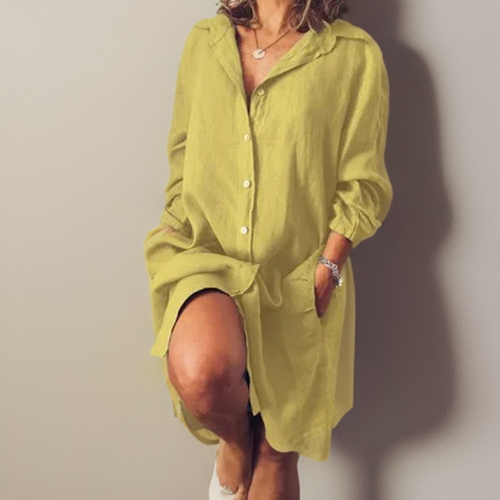 Nielle┃Midi Dress in Cotton and Linen