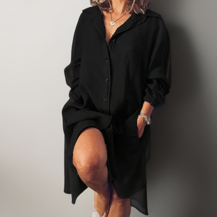 Nielle┃Midi Dress in Cotton and Linen