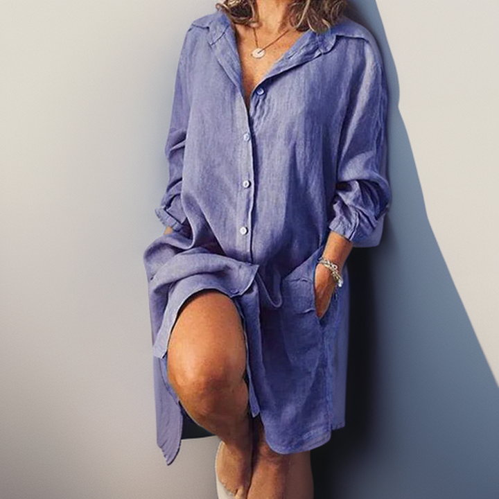 Nielle┃Midi Dress in Cotton and Linen