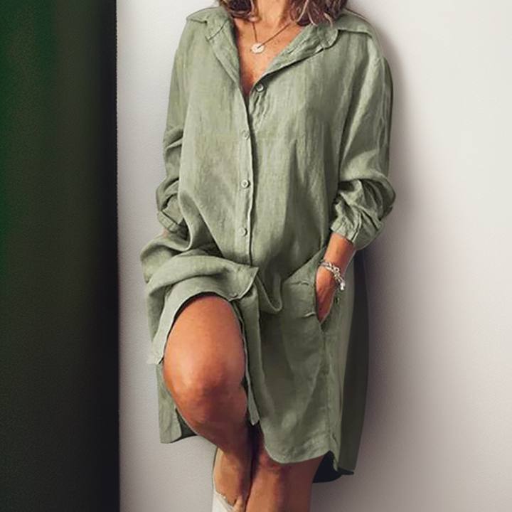 Nielle┃Midi Dress in Cotton and Linen