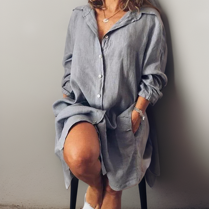 Nielle┃Midi Dress in Cotton and Linen