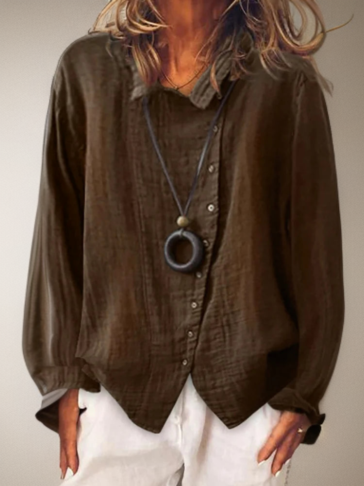 Olivia┃Long Sleeve Button-Down Shirt